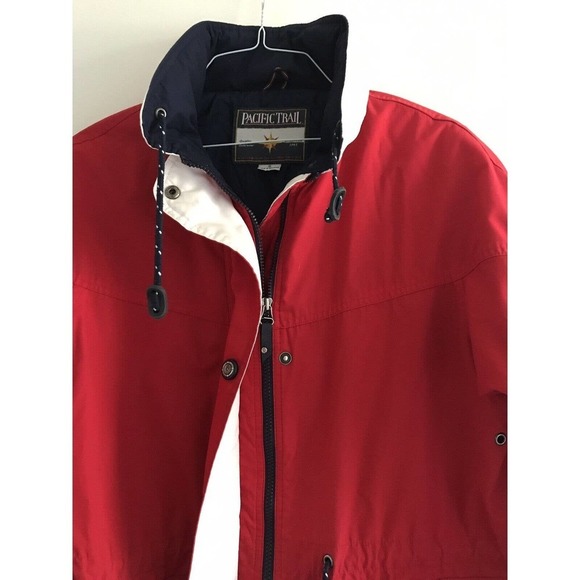 Pacific Trail | Mens Size S Red Parka Jacket Full Zip Hidden Hoodie Drawstring - Picture 4 of 12